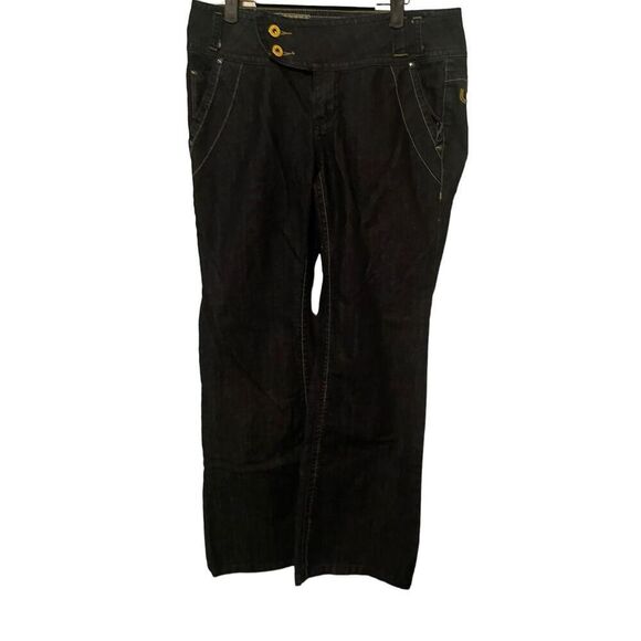 Lole Organic Womens Blue Dark-Wash Mid-Rise Straight-Leg Jeans Size 12 - Picture 1 of 16